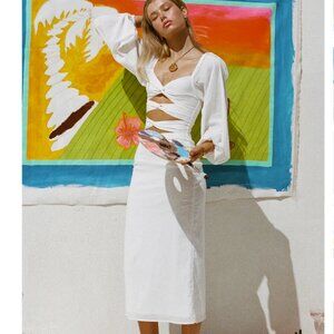 Cut Out White Midi Dress NWT